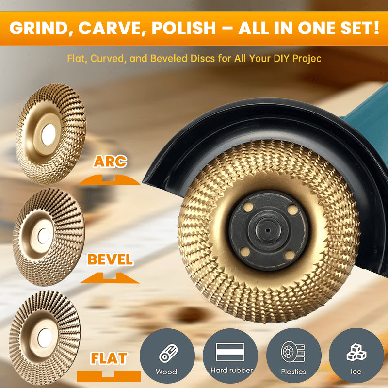 3PCS Wood Carving Disc Set, 4 Inch Wood Cutting Discs for Angle Grinder