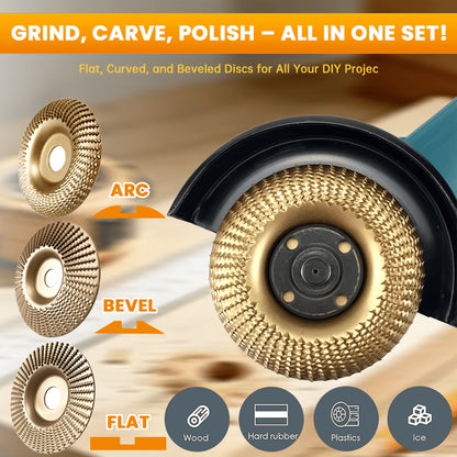 3PCS Wood Carving Disc Set, 4 Inch Wood Cutting Discs for Angle Grinder