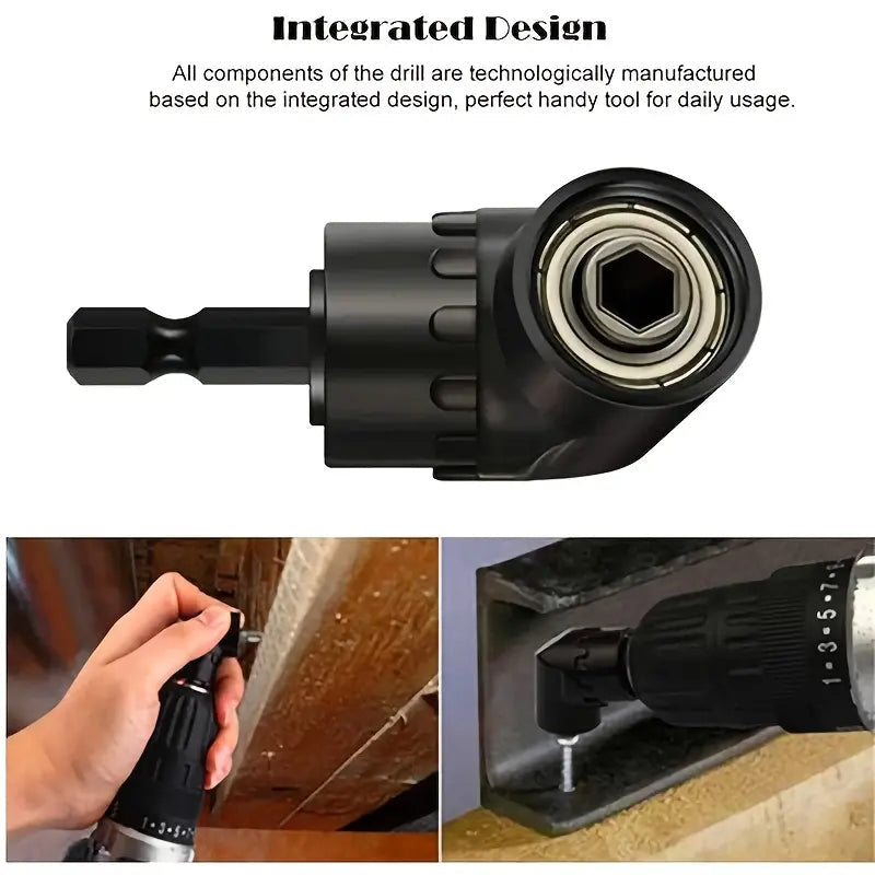 Complete Tool Kit Set: 3 Rotatable Socket Adapters + 2 Angle Drill Adapters + 90° Bevel Bit