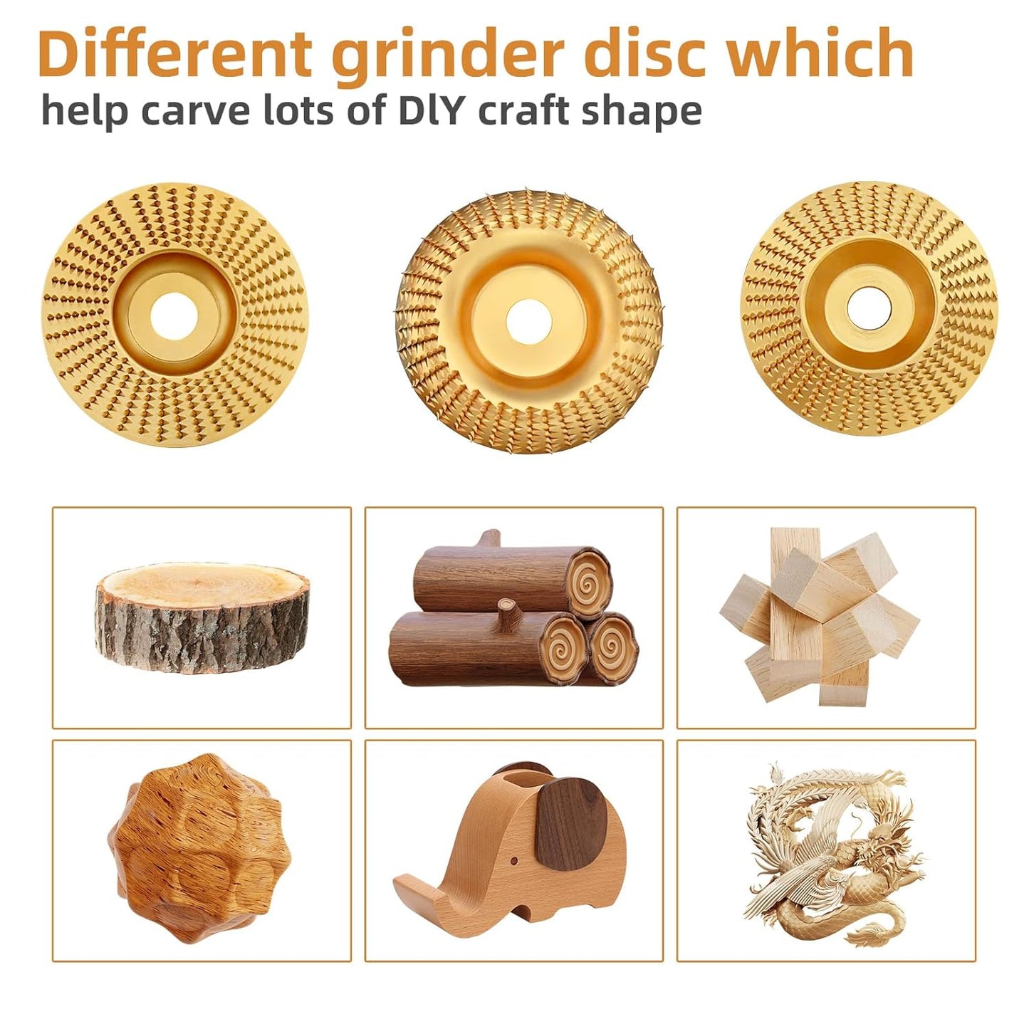 3PCS Wood Carving Disc Set, 4 Inch Wood Cutting Discs for Angle Grinder