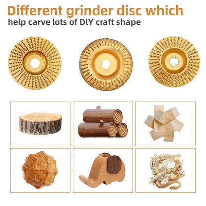3PCS Wood Carving Disc Set, 4 Inch Wood Cutting Discs for Angle Grinder