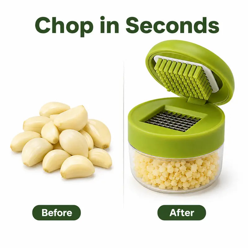 ❄️Summer Fresh 50% Off!✨Mini Garlic Press with Container – Compact Manual Garlic Chopper for Garlic, Ginger, Shallot & Chili