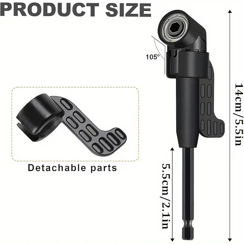 Complete Tool Kit Set: 3 Rotatable Socket Adapters + 2 Angle Drill Adapters + 90° Bevel Bit