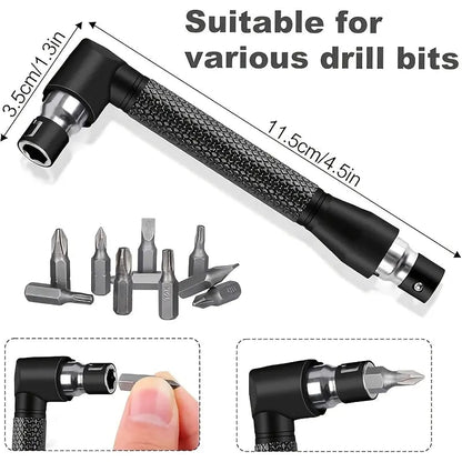 Complete Tool Kit Set: 3 Rotatable Socket Adapters + 2 Angle Drill Adapters + 90° Bevel Bit