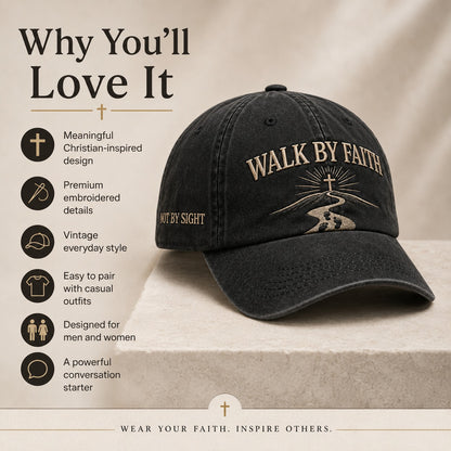 WALK BY FAITH Vintage Christian Embroidered Cap