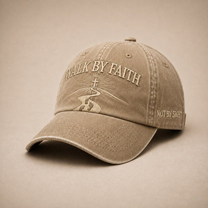 WALK BY FAITH Vintage Christian Embroidered Cap
