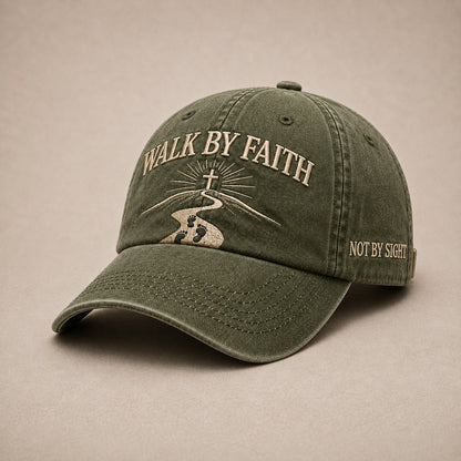 WALK BY FAITH Vintage Christian Embroidered Cap