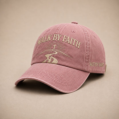 WALK BY FAITH Vintage Christian Embroidered Cap