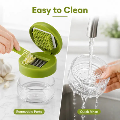 ❄️Summer Fresh 50% Off!✨Mini Garlic Press with Container – Compact Manual Garlic Chopper for Garlic, Ginger, Shallot & Chili