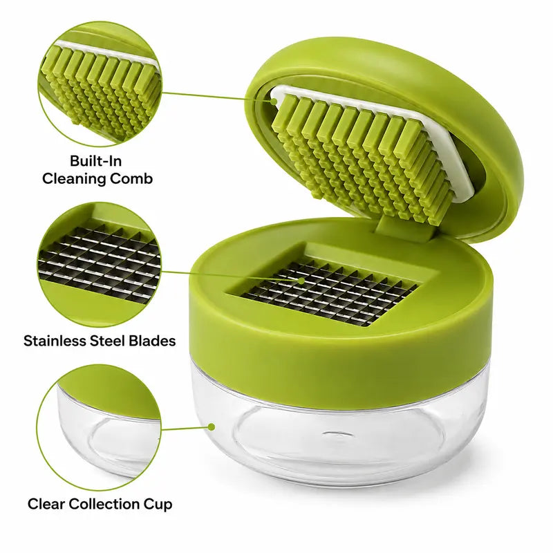 ❄️Summer Fresh 50% Off!✨Mini Garlic Press with Container – Compact Manual Garlic Chopper for Garlic, Ginger, Shallot & Chili